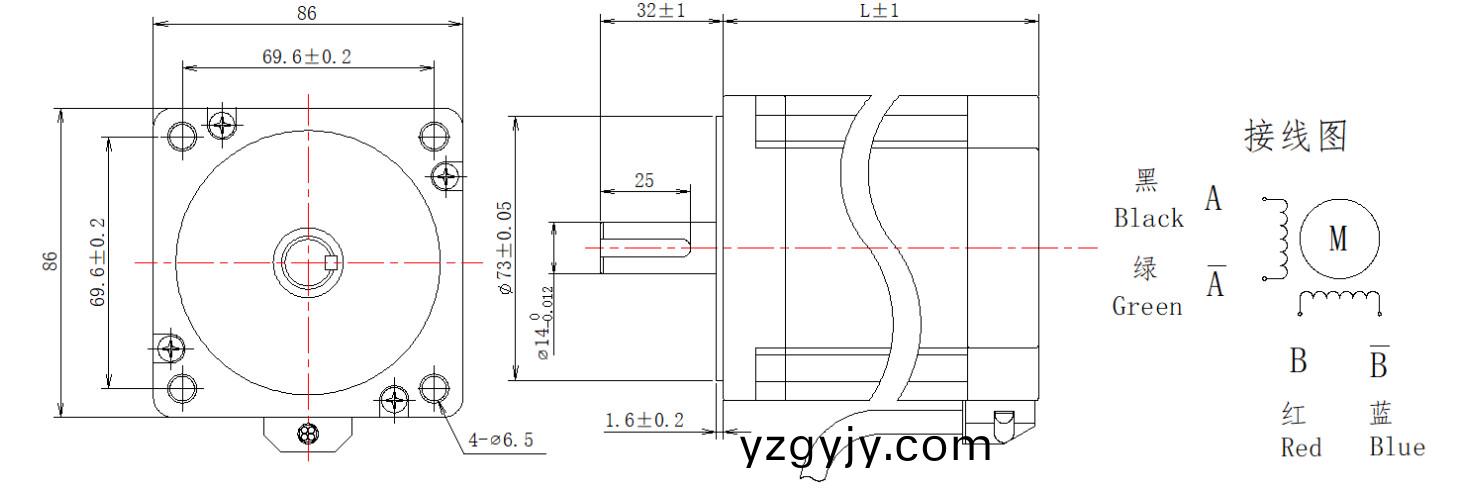 86係列1.8°兩(liang)相開(kai)環(huán)步進電機結構