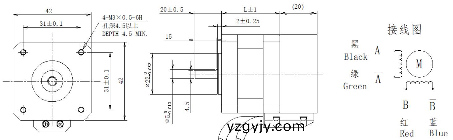 42係列1.8°兩相(xiang)閉(bi)環(huán)步進(jìn)(jin)電(dian)機(jī)結(jié)構(gòu)